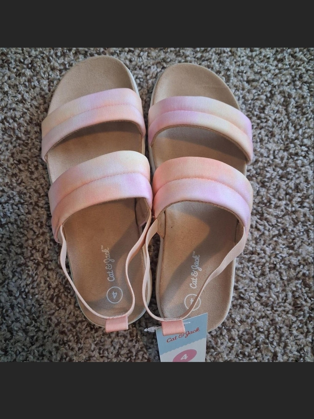 Cat & Jack Peach Tye Dye Double-Strap Slingback Sandals